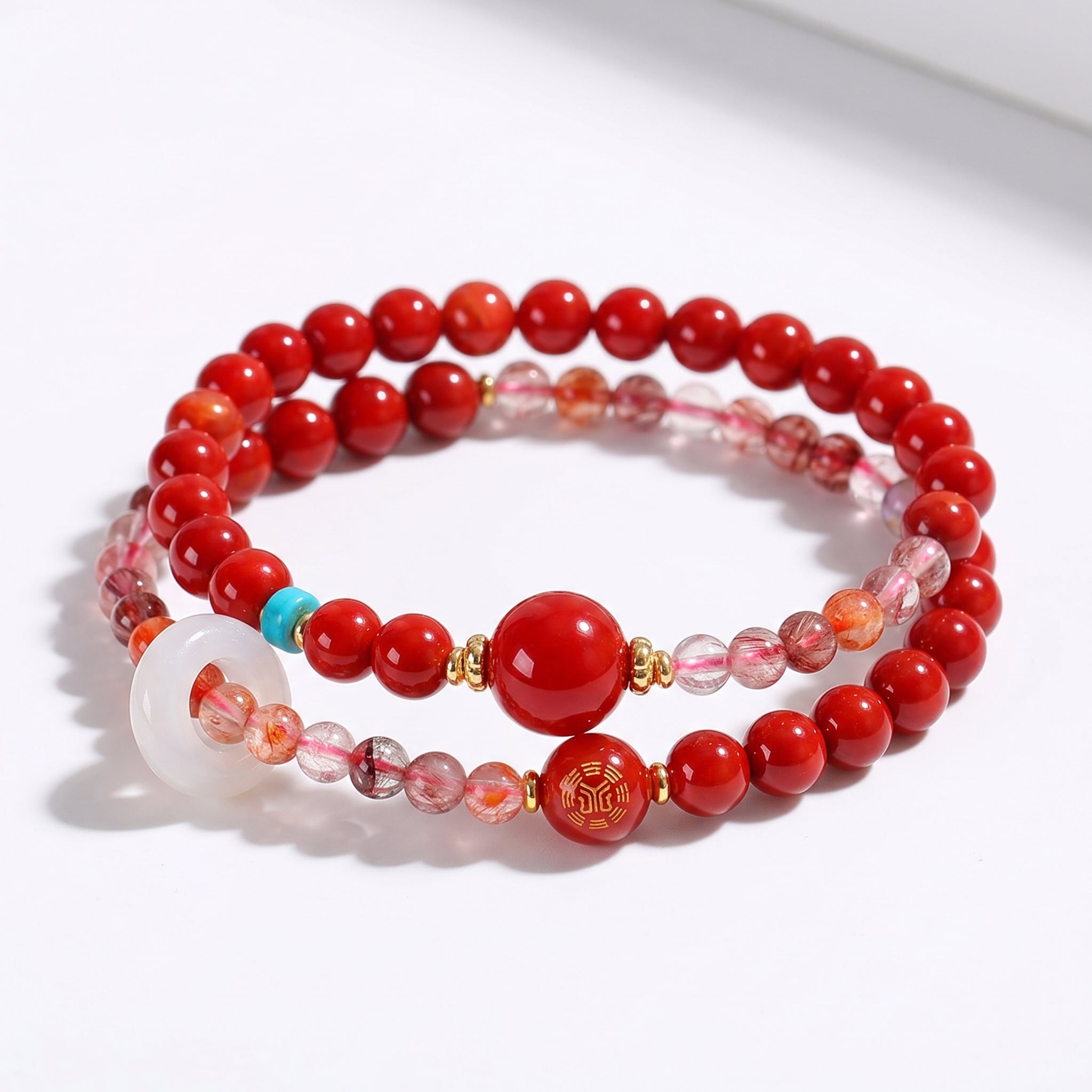 Solar Bloom Fire Element Double-Strand Beaded Bracelet