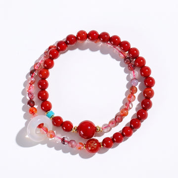 Solar Bloom Fire Element Double-Strand Beaded Bracelet