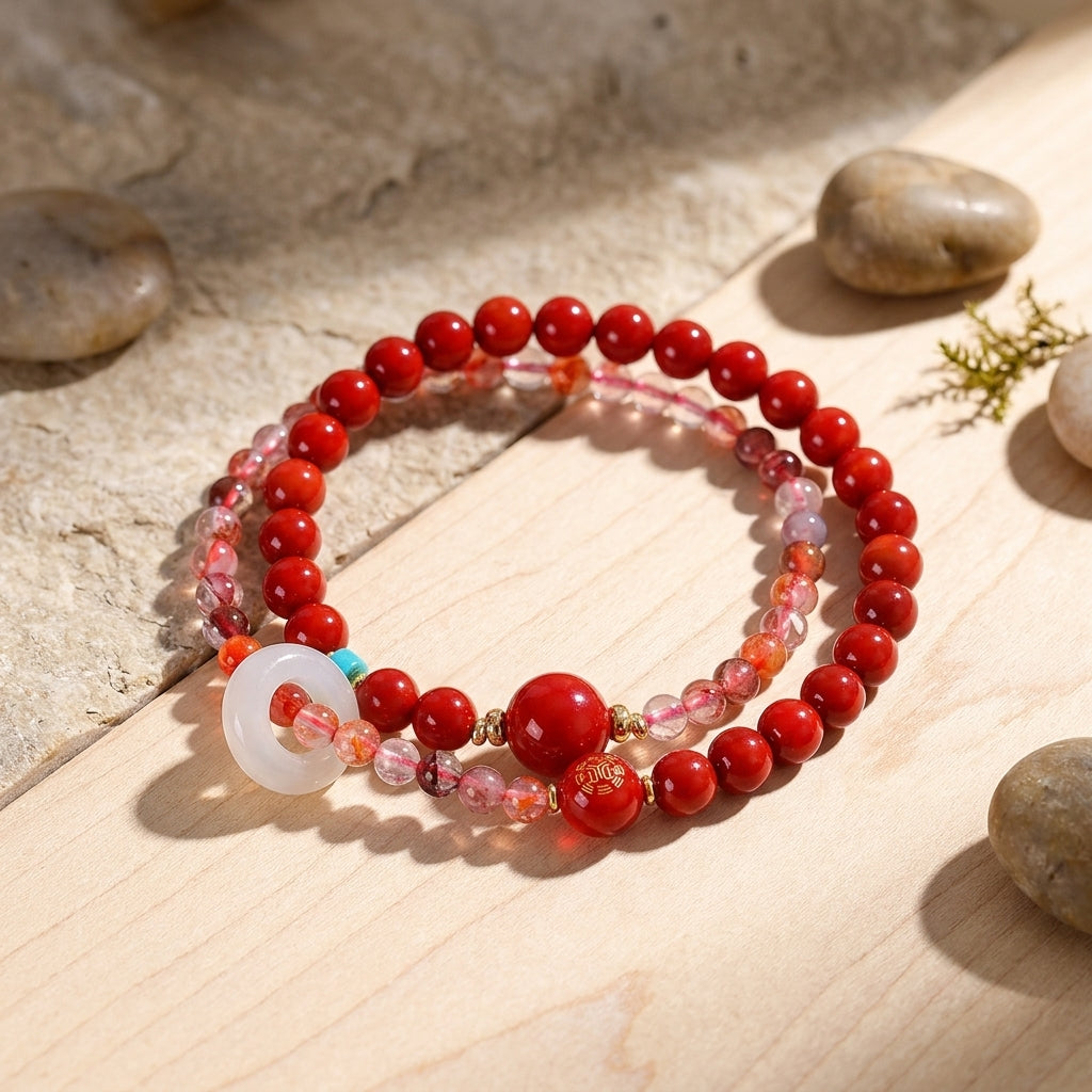 Solar Bloom Fire Element Double-Strand Beaded Bracelet