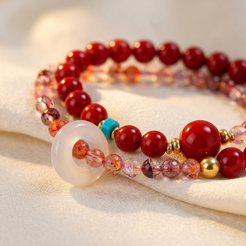 Solar Bloom Fire Element Double-Strand Beaded Bracelet