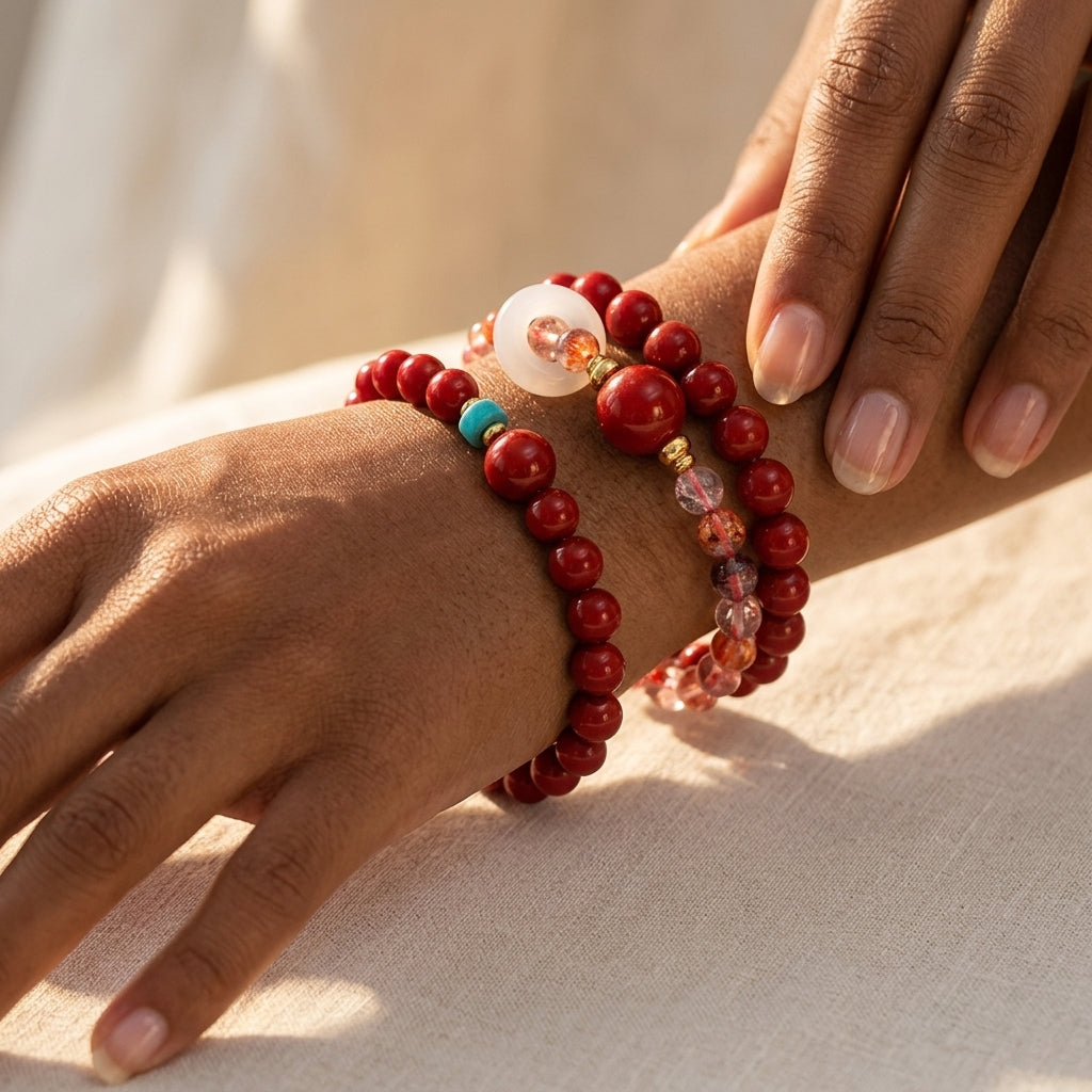 Solar Bloom Fire Element Double-Strand Beaded Bracelet