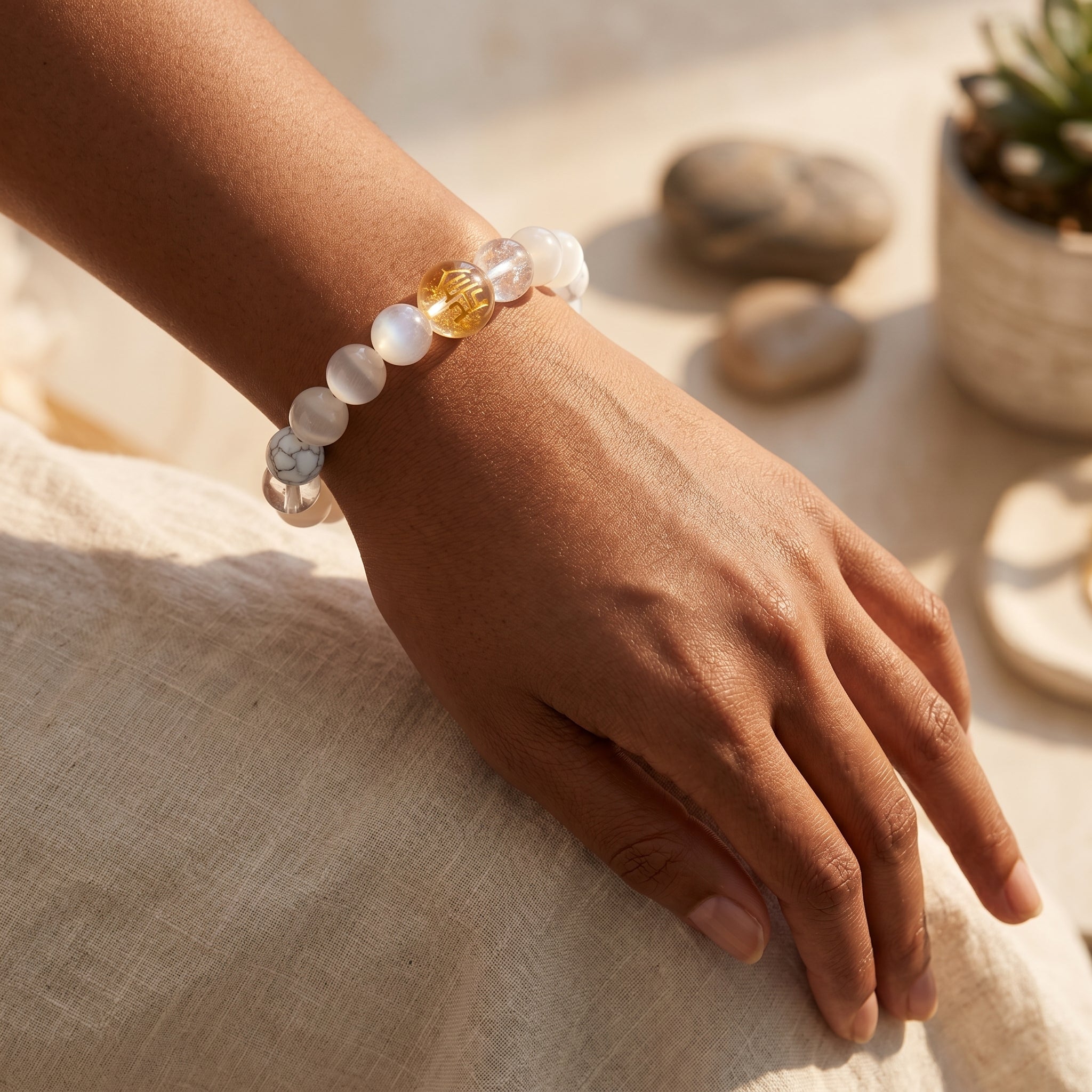 Metal Element Beaded Bracelet | Willpower, Clear Thinking, Self-Control